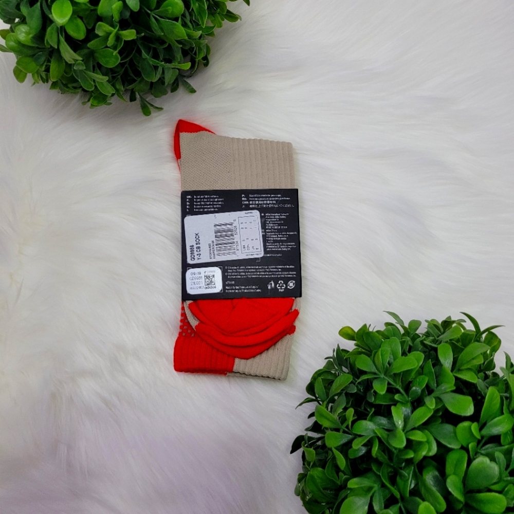 Adidas Y-3 Logo Colorblock Socks - Stone Khaki/Red - Picture 5 of 5